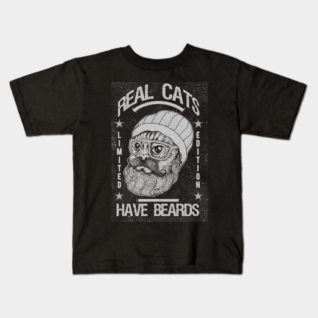 REAL CATS HAVE BEARD Kids T-Shirt by miskel
